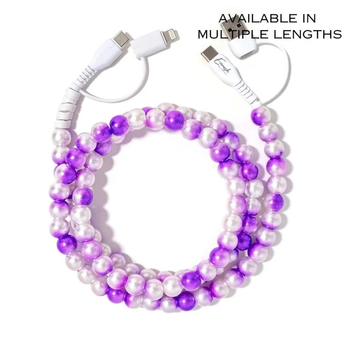 Beaded Phone Charger Purple Ombre 3.3ft