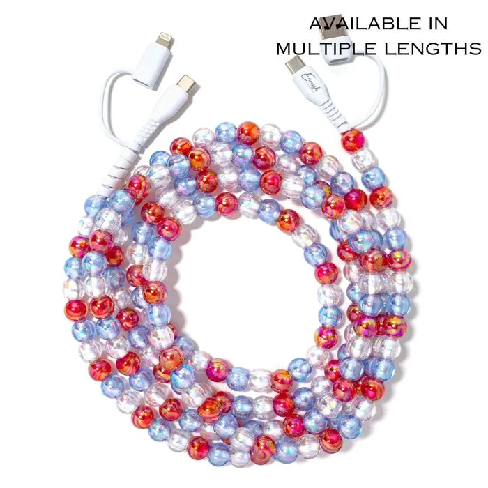 Beaded Phone Charger USA Taffy 3ft