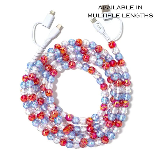 Beaded Phone Charger USA Taffy 3ft