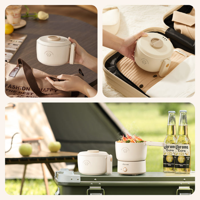 Bear 1.2 Travel Cooker, Travel Pot, Travel jug, Multi Cooker, Mini Steamboat with Ceramic coated inner pot (DRG-V12Z1)