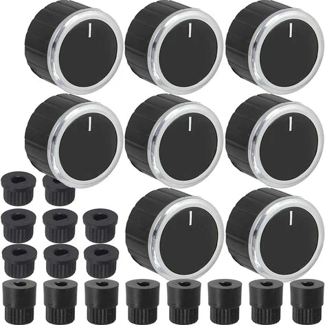 BELLING Oven Cooker Control Knob Dial Switch + Adaptors Black x 8 | PCK686