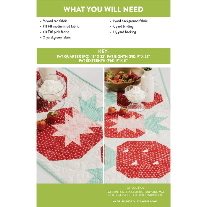 Berries & Cream Table Runner (Downloadable Sewing Pattern)