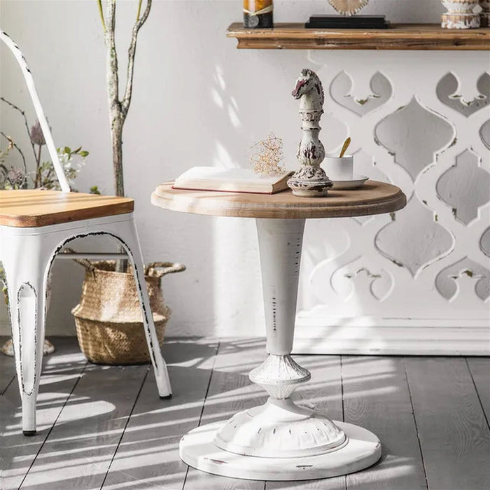 Beth End Table 490mm Raw Pine Top, White Leg, Base by Criterion - Home Living Store - End Table