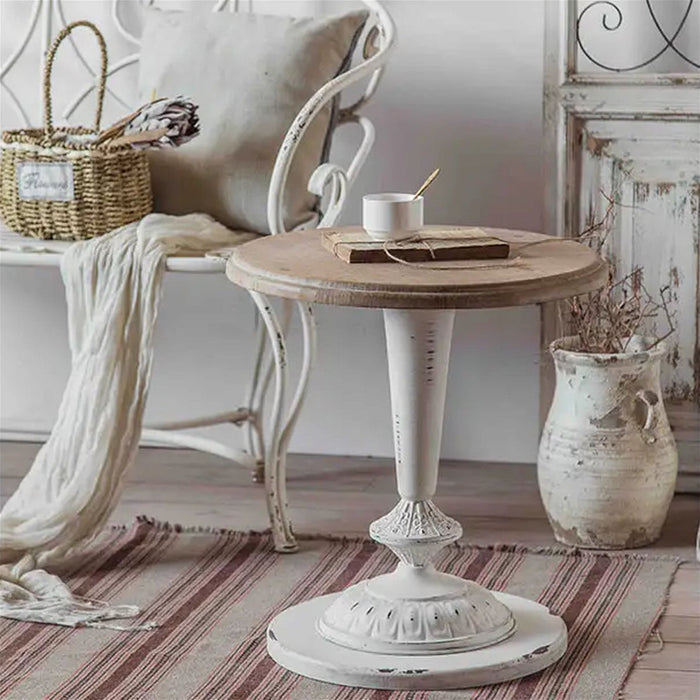 Beth End Table 490mm Raw Pine Top, White Leg, Base by Criterion - Home Living Store - End Table