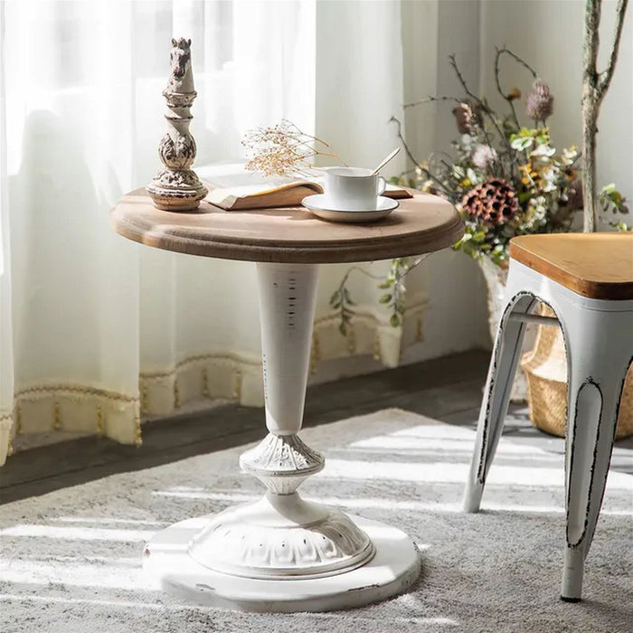 Beth End Table 490mm Raw Pine Top, White Leg, Base by Criterion - Home Living Store - End Table