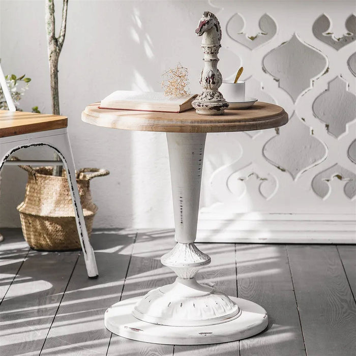 Beth End Table 490mm Raw Pine Top, White Leg, Base by Criterion - Home Living Store - End Table