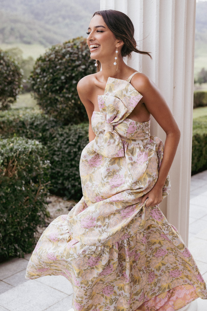 Petal and Pup USA DRESSES Betina Bow Front Maxi Dress - Multi Floral