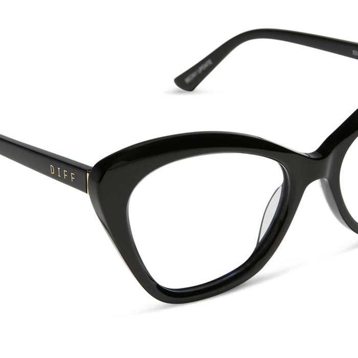 diff eyewear featuring the betty cat eye prescription glasses with a black frame detailed view