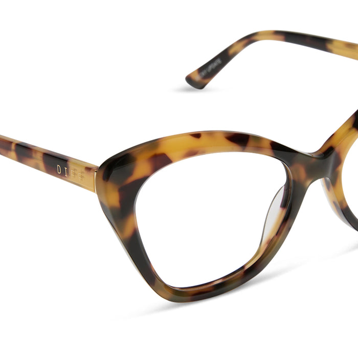 diff eyewear featuring the betty cat eye prescription glasses with a brown kombu frame detailed view