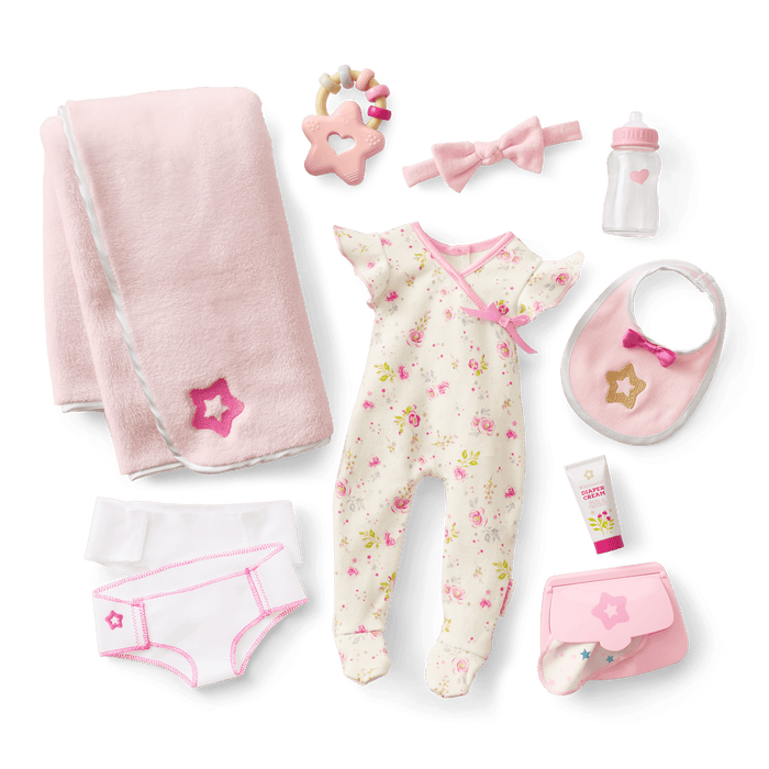 Bitty Baby® Doll #1 with black hair Care & Play Set