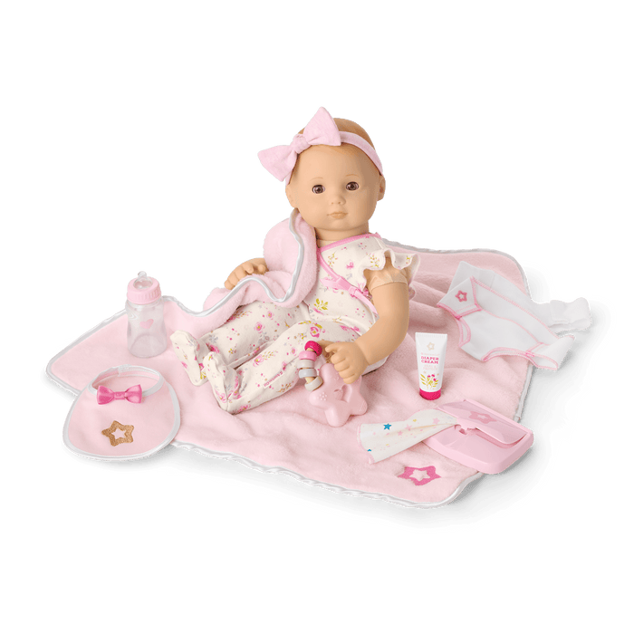 Bitty Baby® Doll #6 with red hair Care & Play Set