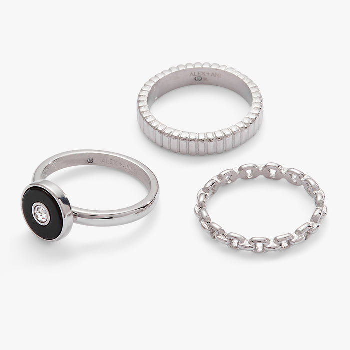 Black Onyx Ring Set of 3