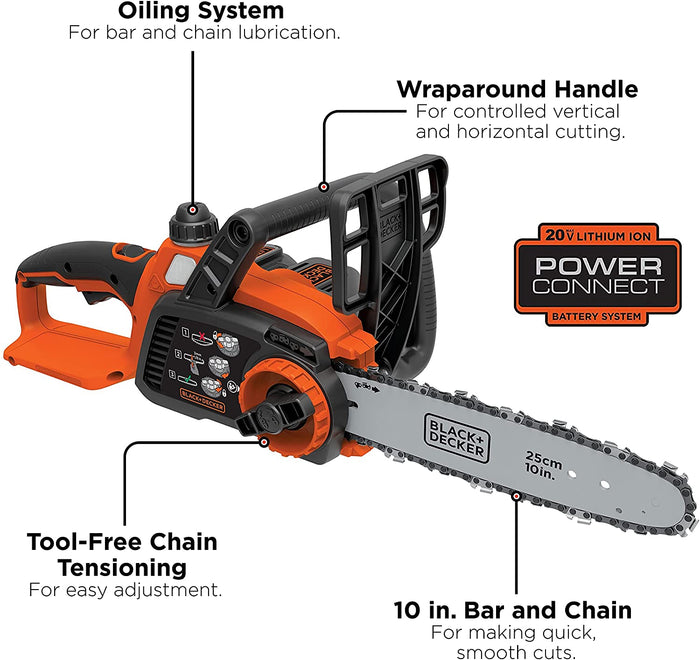 BLACK+DECKER 20v Lithium Chain Saw - Refurbished with Full Manufacturer Warranty - LCS1020