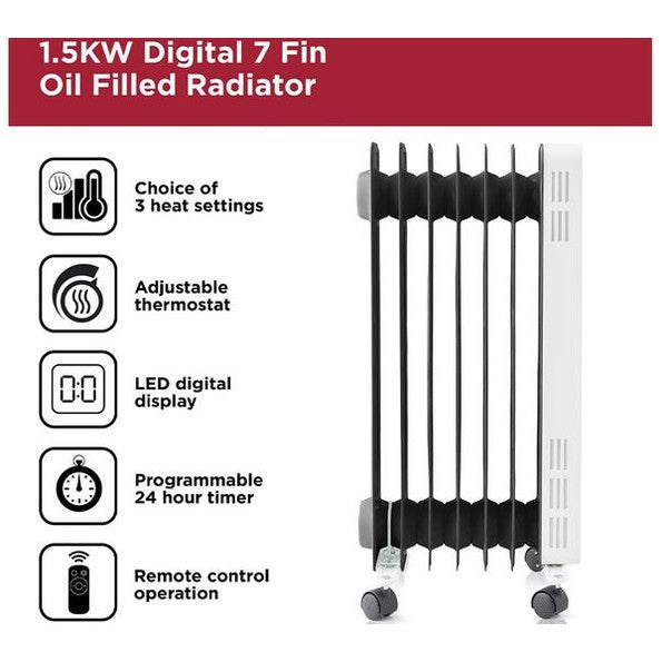 Black and Decker BLACK+DECKER Oil-Filled Radiator White 1500W – view 3