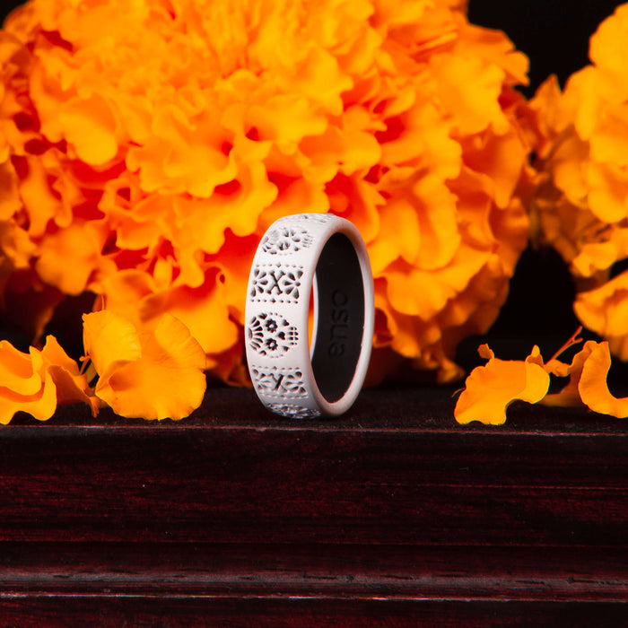 Etched Classic Silicone Ring - Blanco Sugar Skull