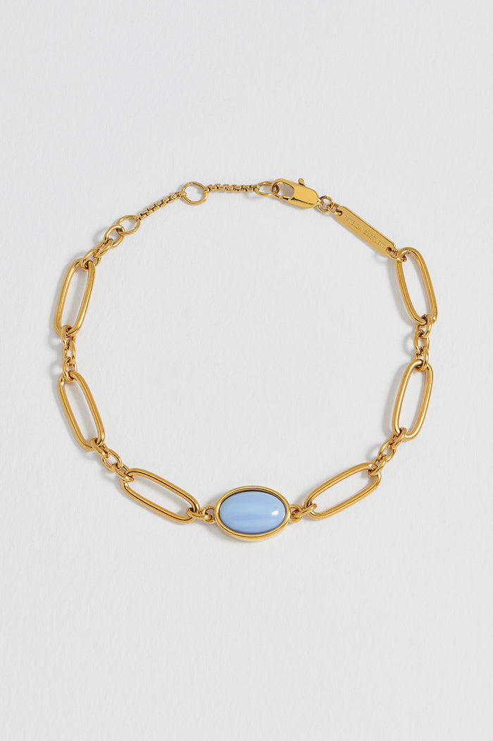 Blue Quartz Cabochon Chain Bracelet