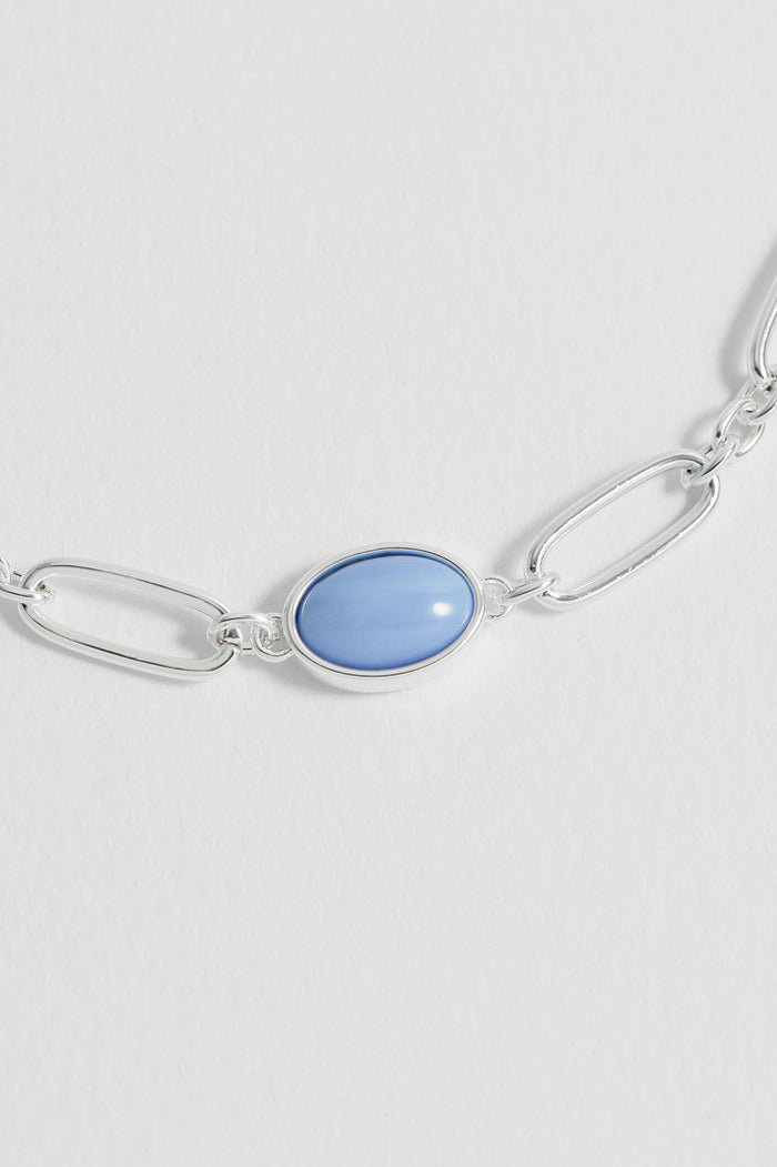 Blue Quartz Cabochon Chain Bracelet
