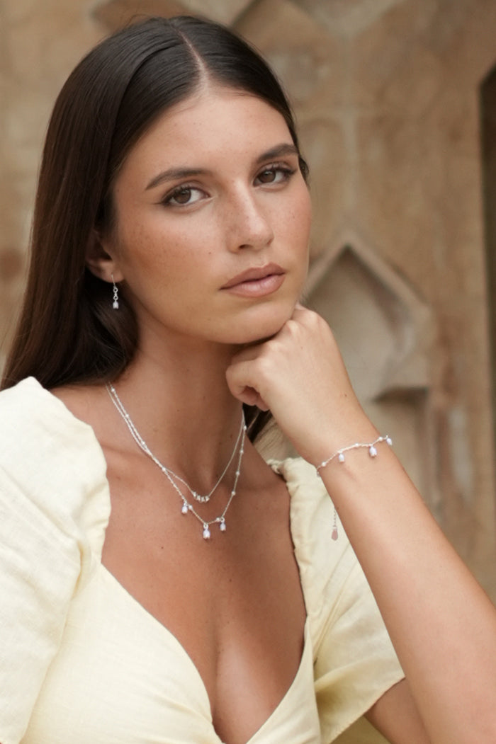 Bluebell Bracelet with Pearl Beaded Chain