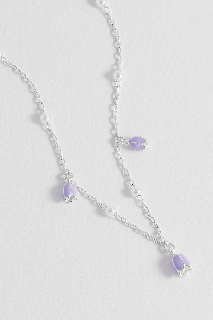 Bluebell Necklace with Pearl Beaded Chain