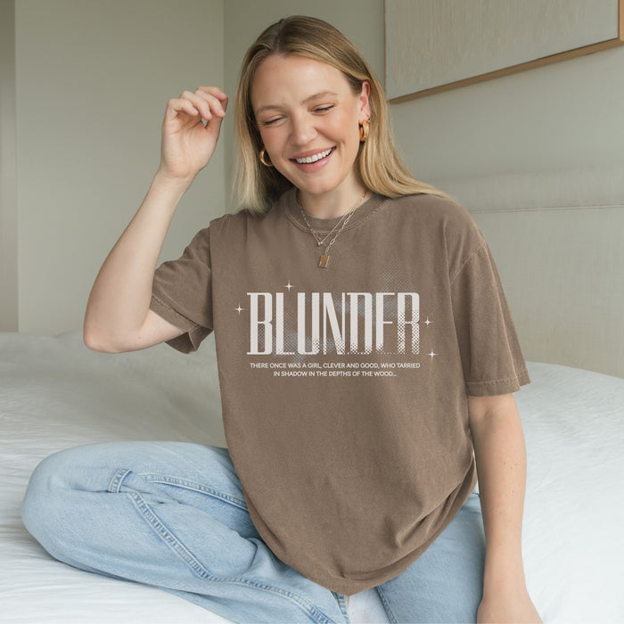Blunder T-shirt - The Bean Workshop - Blunder Folklore T-Shirt, Bookish Aesthetic, Bookworm Fashion, Cottagecore, Dark Academia, Elspeth Spindle, Fantasy Graphic Tee, Literary Gift, One Dark Window, Rachel Gillig, T-shirt, Trendy.