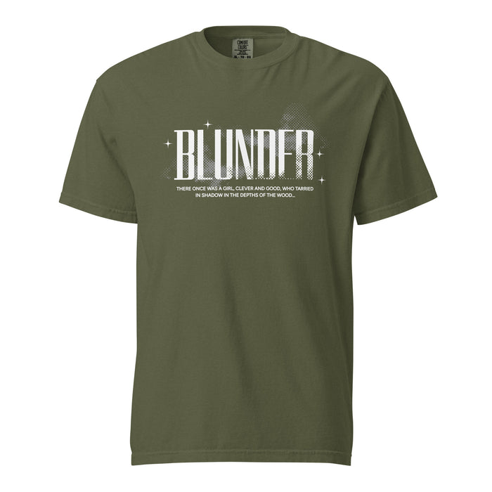 Blunder T-shirt - The Bean Workshop - Blunder Folklore T-Shirt, Bookish Aesthetic, Bookworm Fashion, Cottagecore, Dark Academia, Elspeth Spindle, Fantasy Graphic Tee, Literary Gift, One Dark Window, Rachel Gillig, T-shirt, Trendy.