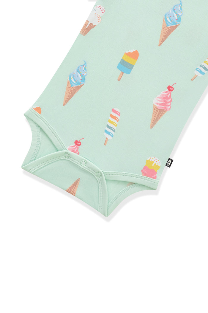 Bottom part of Mint Bodysuit with Ice Cream print on white background