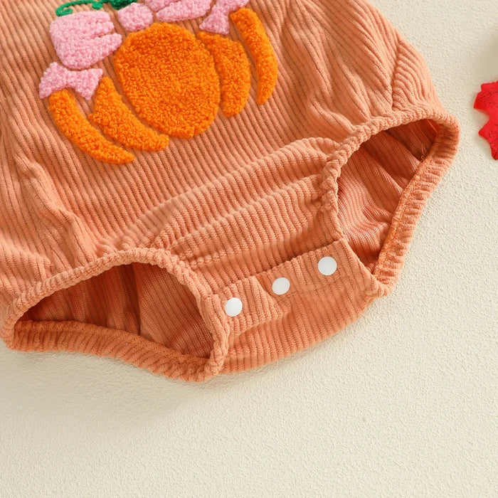 BOWTIE PUMPKIN Corduroy Ruffle Romper