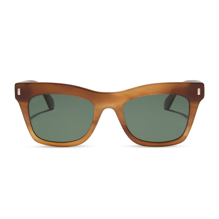 diff eyewear featuring the bradley cateye sunglasses with a tawny brown tortoise frame and g15 polarized lenses front view
