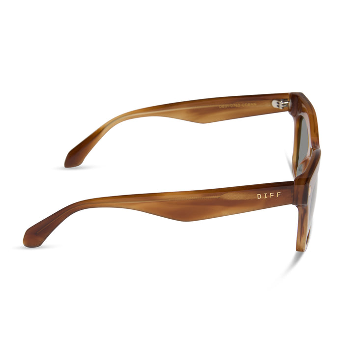 diff eyewear featuring the bradley cateye sunglasses with a tawny brown tortoise frame and g15 polarized lenses side view