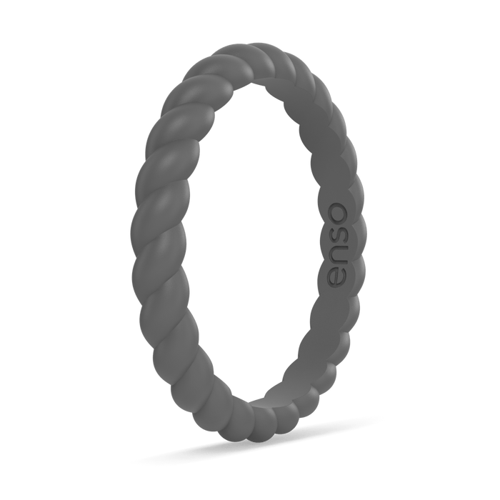 Braided Stackable Silicone Ring - Charcoal