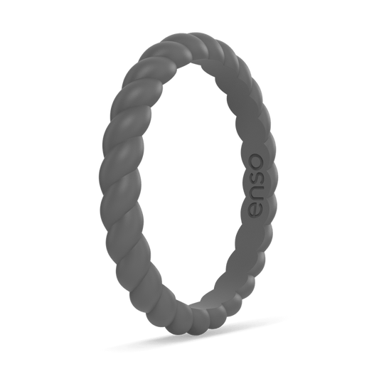 Braided Stackable Silicone Ring - Charcoal