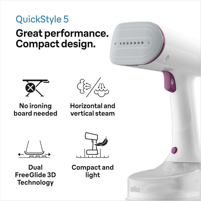 Braun QuickStyle 5 Garment Steamer White/Purple Iron – view 2