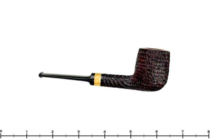 Blue Room Briars is proud to present this Brian Madsen Pipe Rusticated Billiard with Box Elder Burl Insert