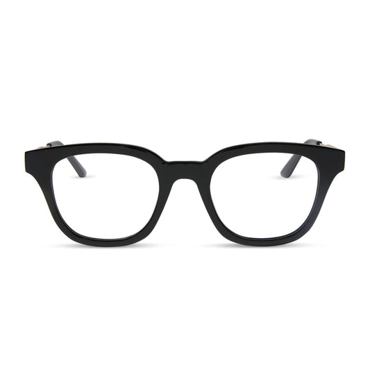 diff eyewear featuring the bridget round prescription glasses with a black with gold frame front view