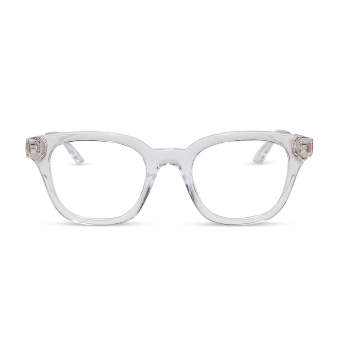 diff eyewear featuring the bridget round prescription glasses with a clear with gold frame front view