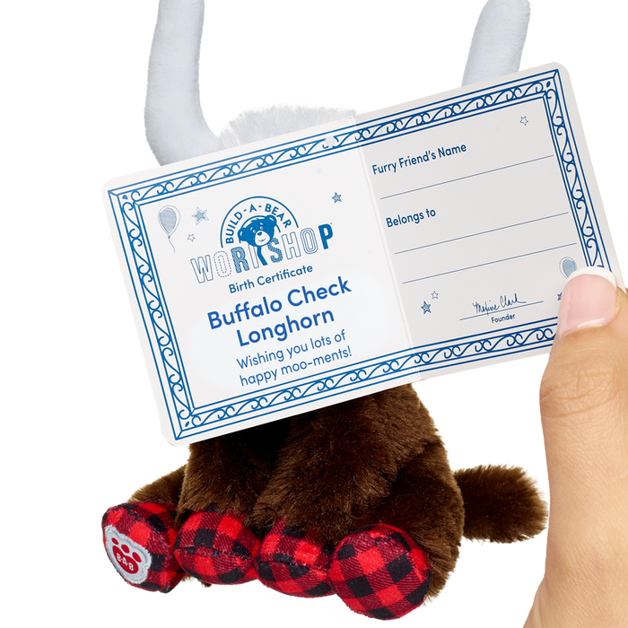 Build-A-Bear Mini Beans® Buffalo Check Longhorn Stuffed Animal