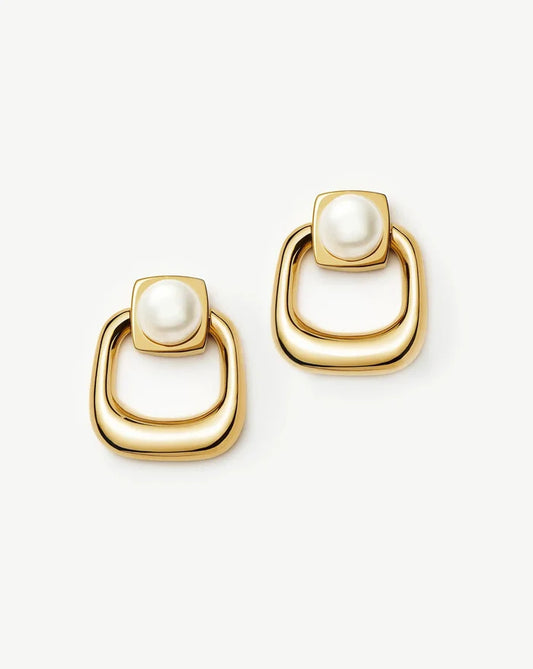 Button Pearl Statement Stud Earrings | 18k Gold Plated/Pearl Earrings Missoma