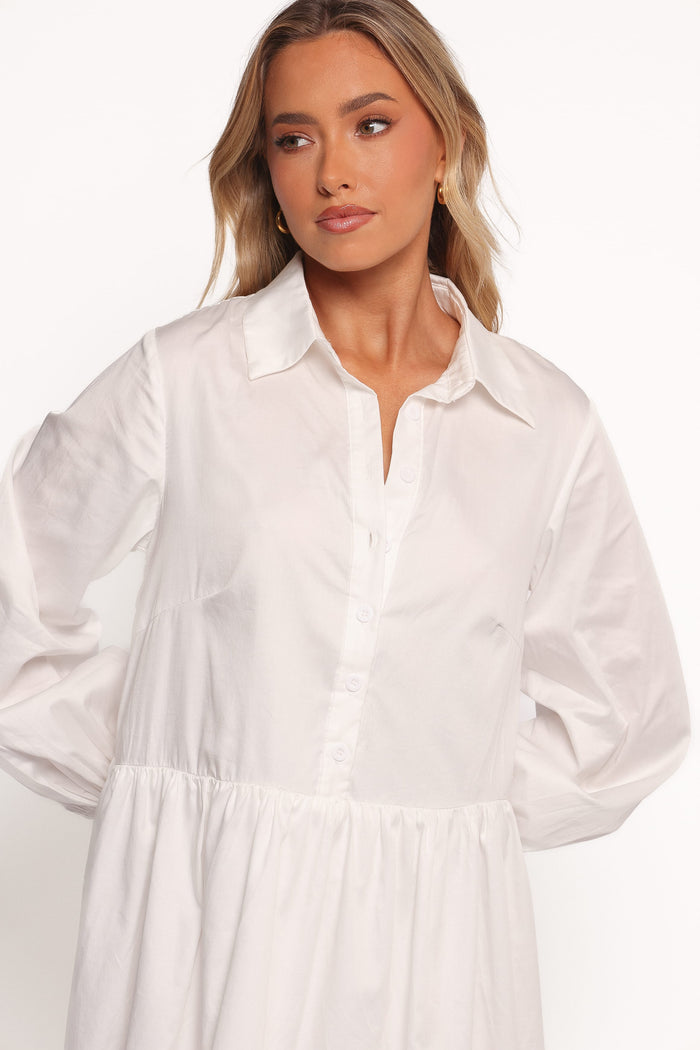 Petal and Pup USA DRESSES Carlotta Long Sleeve Mini Dress - White (Hold for Amazon)