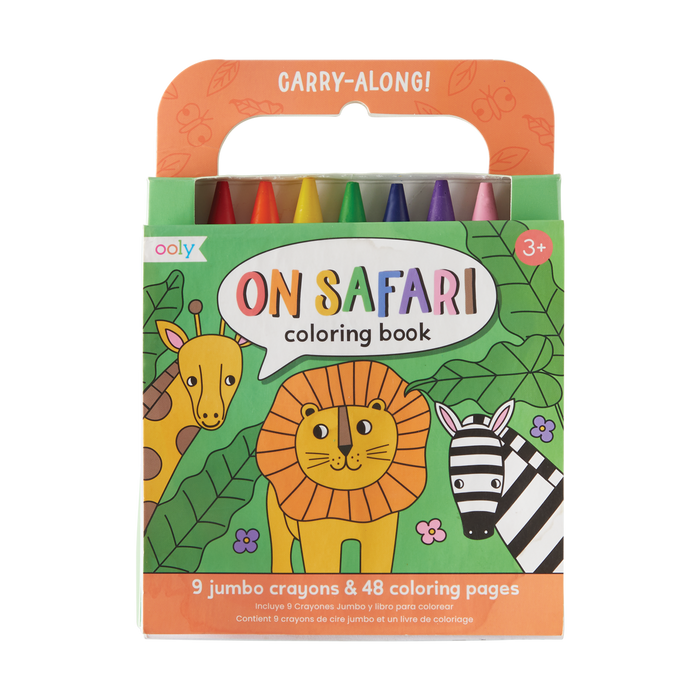 OOLY view of Carry Along Coloring Book Set - On Safari in packaging
