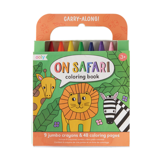 OOLY view of Carry Along Coloring Book Set - On Safari in packaging