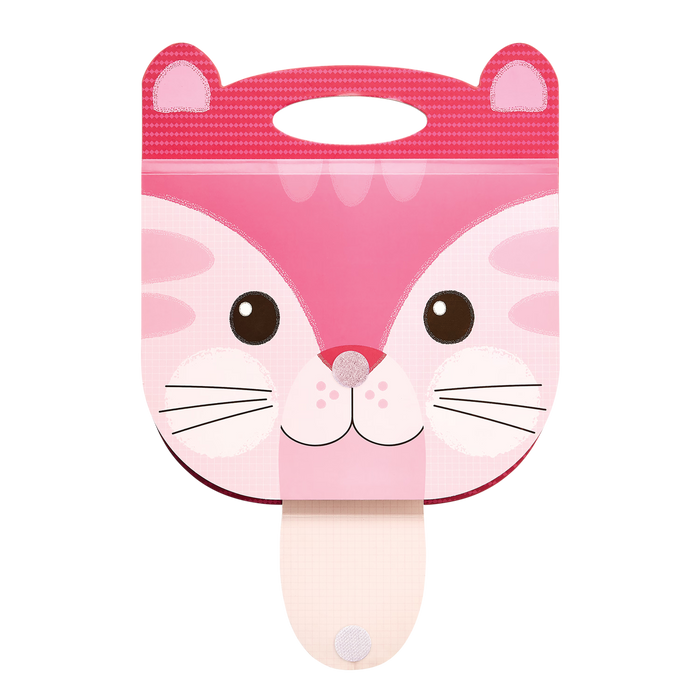 Front cover of OOLY Cat Carry Along Sketchbook with open buckle