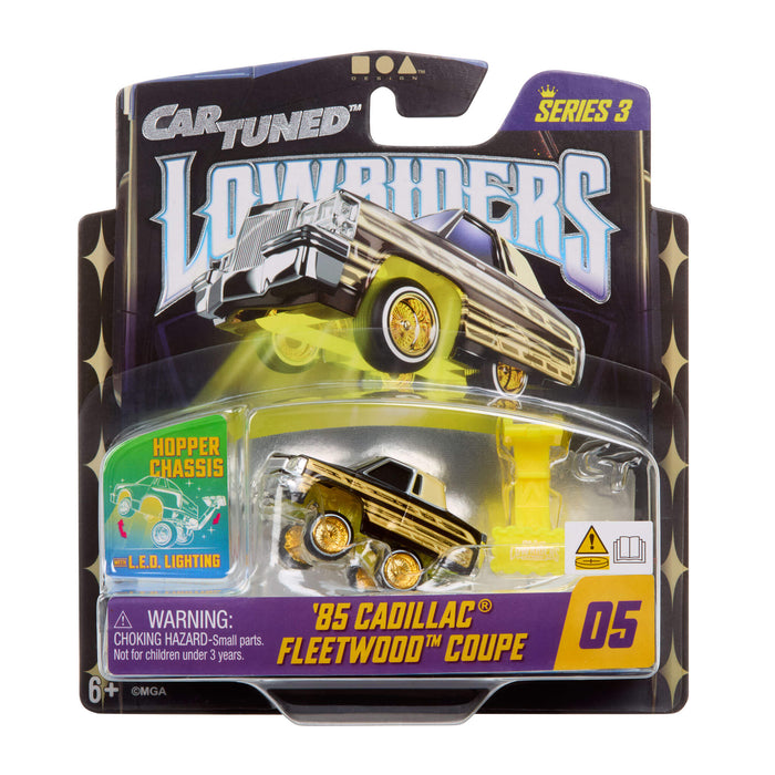 Toy car in packaging with 'Car Tuned Lowriders' branding