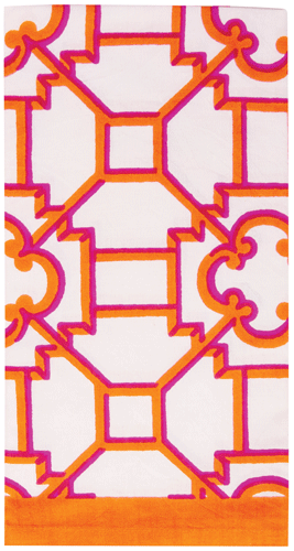Caspari Garden Trellis Fuchsia/orange Napkin  Cotton Napkin-Set Of 4.