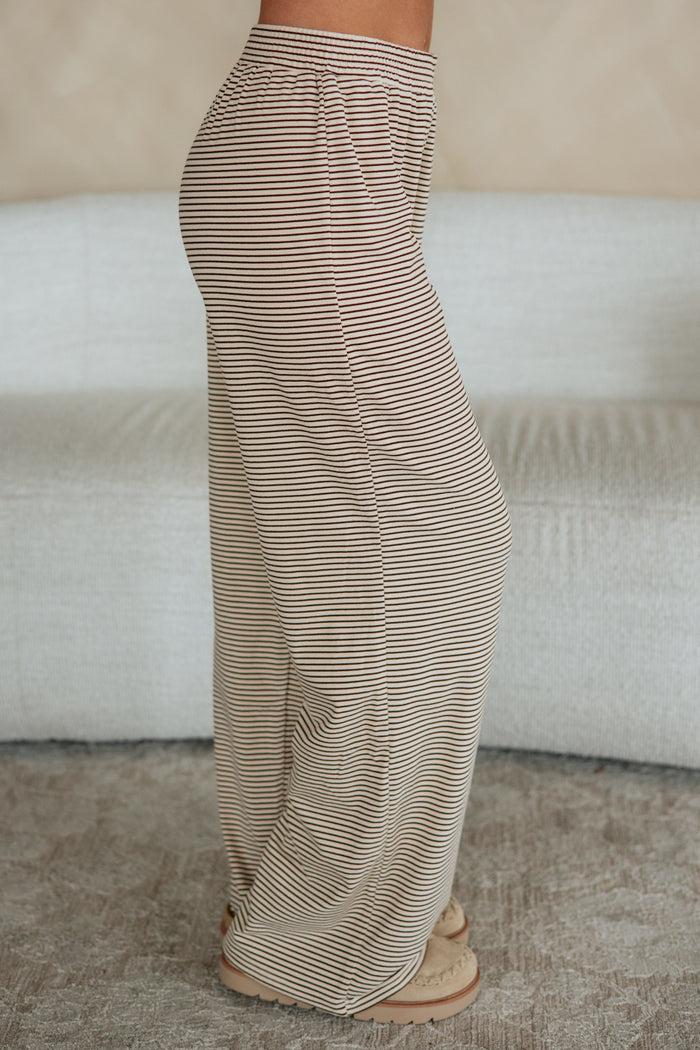 Cayla Striped Pants - Almond Mix