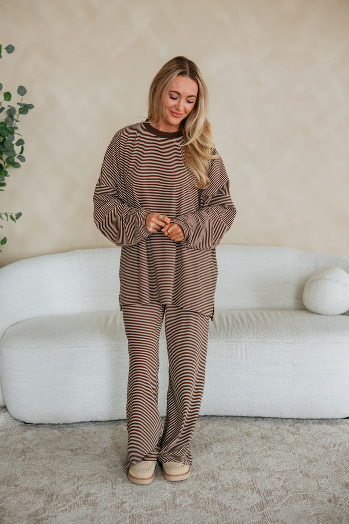 Cayla Striped Pants - Chocolate Mix