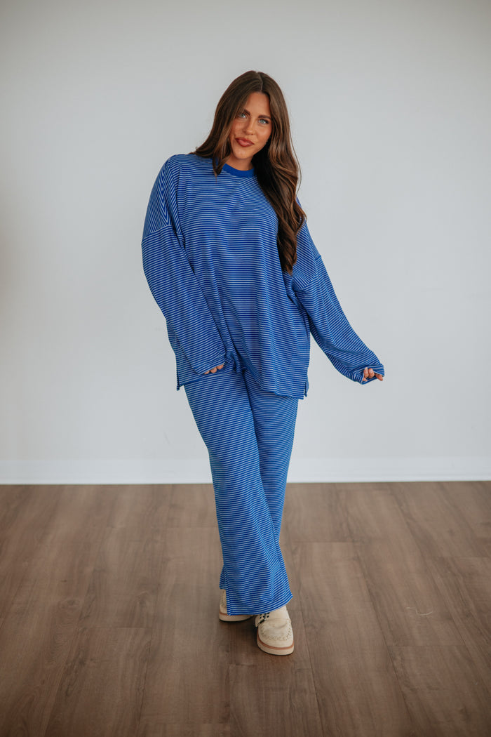 Cayla Striped Pants - Cobalt Mix