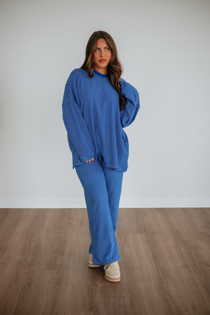 Cayla Striped Pants - Cobalt Mix