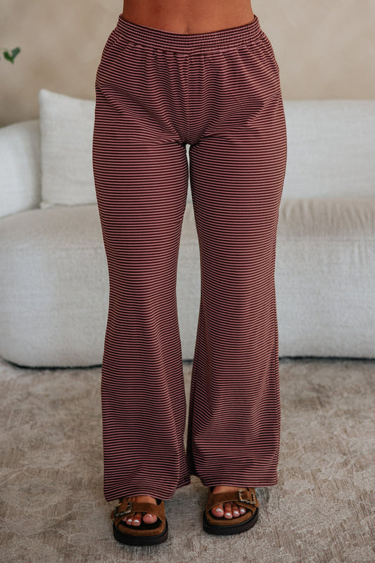 Cayla Striped Pants - Cocoa Mix
