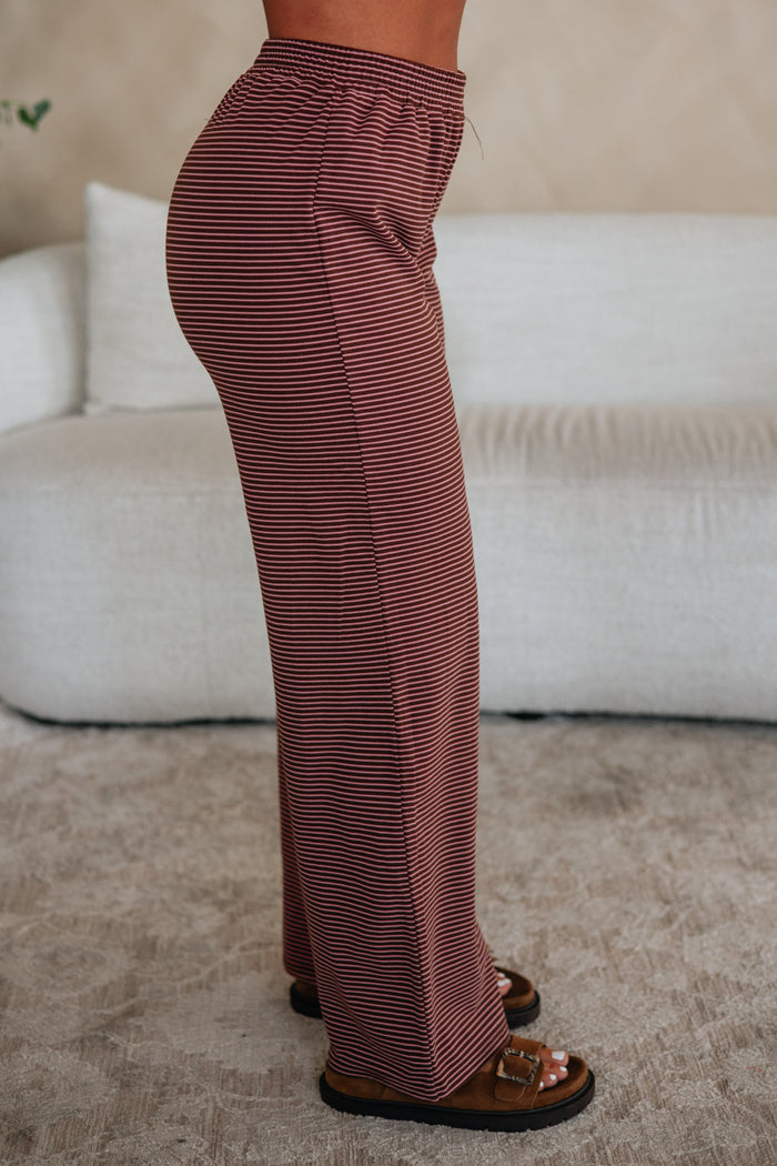 Cayla Striped Pants - Cocoa Mix