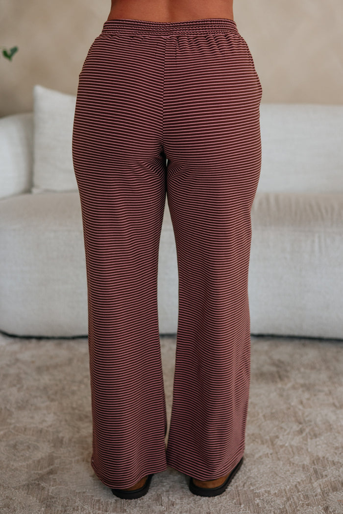 Cayla Striped Pants - Cocoa Mix